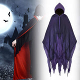 Maxbell Halloween Robe Cloak Horror Witch Cape for Man Women Escape Room Theme Party Purple