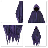 Maxbell Halloween Robe Cloak Horror Witch Cape for Man Women Escape Room Theme Party Purple