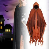 Maxbell Halloween Robe Cloak Horror Witch Cape for Man Women Escape Room Theme Party Orange