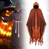 Maxbell Halloween Robe Cloak Horror Witch Cape for Man Women Escape Room Theme Party Orange