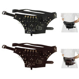 Maxbell Medieval Belt Pouch Steampunk Sturdy PU Leather for Halloween Casual Cosplay Brown