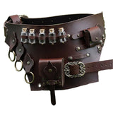 Maxbell Medieval Belt Pouch Steampunk Sturdy PU Leather for Halloween Casual Cosplay Brown