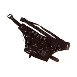 Maxbell Medieval Belt Pouch Steampunk Sturdy PU Leather for Halloween Casual Cosplay Brown