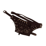 Maxbell Medieval Belt Pouch Steampunk Sturdy PU Leather for Halloween Casual Cosplay Brown