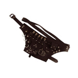 Maxbell Medieval Belt Pouch Steampunk Sturdy PU Leather for Halloween Casual Cosplay Brown