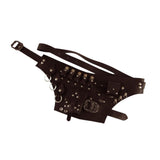 Maxbell Medieval Belt Pouch Steampunk Sturdy PU Leather for Halloween Casual Cosplay Brown
