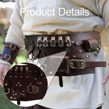 Maxbell Medieval Belt Pouch Steampunk Sturdy PU Leather for Halloween Casual Cosplay Brown