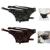 Maxbell Medieval Belt Pouch Steampunk Sturdy PU Leather for Halloween Casual Cosplay Brown