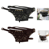 Maxbell Medieval Belt Pouch Steampunk Sturdy PU Leather for Halloween Casual Cosplay Brown