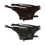 Maxbell Medieval Belt Pouch Steampunk Sturdy PU Leather for Halloween Casual Cosplay Brown