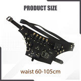 Maxbell Medieval Belt Pouch Steampunk Sturdy PU Leather for Halloween Casual Cosplay Black