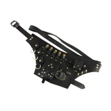 Maxbell Medieval Belt Pouch Steampunk Sturdy PU Leather for Halloween Casual Cosplay Black