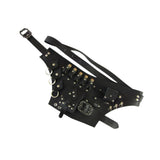 Maxbell Medieval Belt Pouch Steampunk Sturdy PU Leather for Halloween Casual Cosplay Black