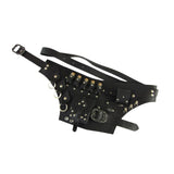 Maxbell Medieval Belt Pouch Steampunk Sturdy PU Leather for Halloween Casual Cosplay Black