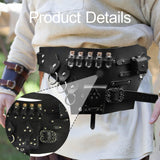Maxbell Medieval Belt Pouch Steampunk Sturdy PU Leather for Halloween Casual Cosplay Black