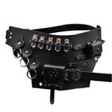 Maxbell Medieval Belt Pouch Steampunk Sturdy PU Leather for Halloween Casual Cosplay Black