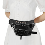 Maxbell Medieval Belt Pouch Steampunk Sturdy PU Leather for Halloween Casual Cosplay Black