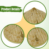Maxbell Bamboo Hat DIY Wall Decoration Asian Conical Hat for Farming Beach Women Men Leaf Patterns
