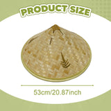 Maxbell Bamboo Hat DIY Wall Decoration Asian Conical Hat for Farming Beach Women Men Leaf Patterns
