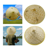 Maxbell Bamboo Hat DIY Wall Decoration Asian Conical Hat for Farming Beach Women Men Leaf Patterns