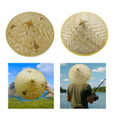 Maxbell Bamboo Hat DIY Wall Decoration Asian Conical Hat for Farming Beach Women Men Leaf Patterns