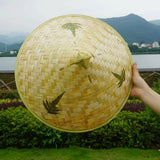 Maxbell Bamboo Hat DIY Wall Decoration Asian Conical Hat for Farming Beach Women Men Leaf Patterns