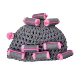 Maxbell Curler Wig Hat Funny Fashion Crochet Curler Hat for Cosplay Role Play Autumn grey
