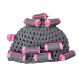 Maxbell Curler Wig Hat Funny Fashion Crochet Curler Hat for Cosplay Role Play Autumn grey