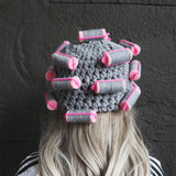 Maxbell Curler Wig Hat Funny Fashion Crochet Curler Hat for Cosplay Role Play Autumn grey