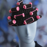 Maxbell Curler Wig Hat Funny Fashion Crochet Curler Hat for Cosplay Role Play Autumn black