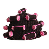 Maxbell Curler Wig Hat Funny Fashion Crochet Curler Hat for Cosplay Role Play Autumn dark brown