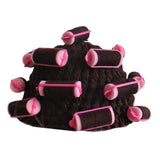 Maxbell Curler Wig Hat Funny Fashion Crochet Curler Hat for Cosplay Role Play Autumn dark brown