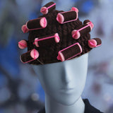 Maxbell Curler Wig Hat Funny Fashion Crochet Curler Hat for Cosplay Role Play Autumn dark brown