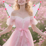 Maxbell Butterfly Wing Lightweight Fairy Wing for Fashion Show Role Playing Carnival Pink