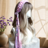 Maxbell Women's Boho Hair Band Cute Head Kerchief for Girls Teens Outdoor Activities light purple