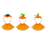 Maxbell Halloween Pumpkin Headband with Tutu Skirt Orange for Costume Party