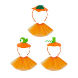Maxbell Halloween Pumpkin Headband with Tutu Skirt Orange for Costume Party