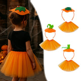 Maxbell Halloween Pumpkin Headband with Tutu Skirt Orange for Costume Party