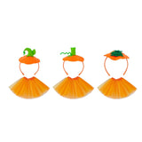 Maxbell Halloween Pumpkin Headband with Tutu Skirt Orange for Costume Party