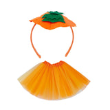 Maxbell Halloween Pumpkin Headband with Tutu Skirt Orange for Costume Party