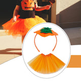 Maxbell Halloween Pumpkin Headband with Tutu Skirt Orange for Costume Party