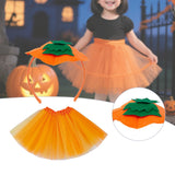 Maxbell Halloween Pumpkin Headband with Tutu Skirt Orange for Costume Party
