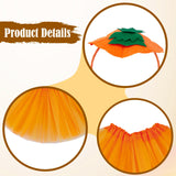 Maxbell Halloween Pumpkin Headband with Tutu Skirt Orange for Costume Party