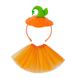 Maxbell Halloween Pumpkin Headband with Tutu Skirt Orange for Costume Party