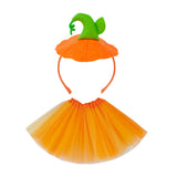 Maxbell Halloween Pumpkin Headband with Tutu Skirt Orange for Costume Party