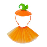 Maxbell Halloween Pumpkin Headband with Tutu Skirt Orange for Costume Party