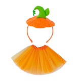 Maxbell Halloween Pumpkin Headband with Tutu Skirt Orange for Costume Party