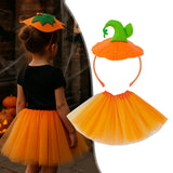 Maxbell Halloween Pumpkin Headband with Tutu Skirt Orange for Costume Party