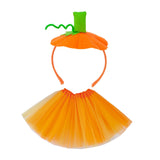 Maxbell Halloween Pumpkin Headband with Tutu Skirt Orange for Costume Party
