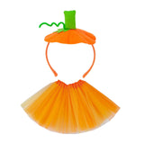 Maxbell Halloween Pumpkin Headband with Tutu Skirt Orange for Costume Party